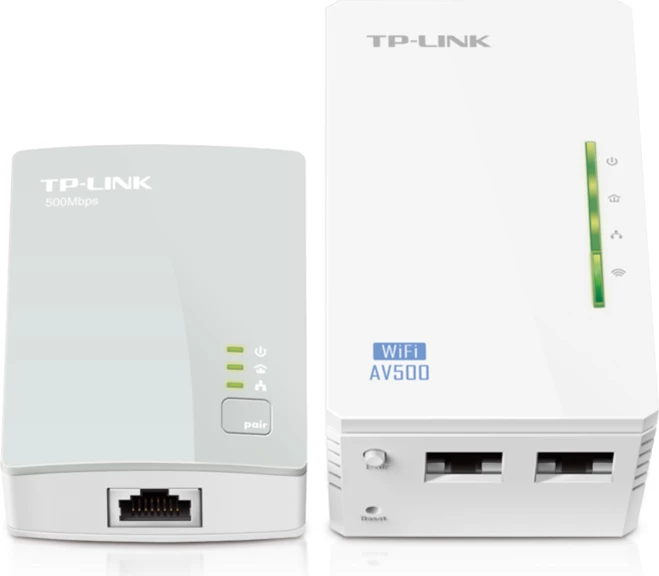 Powerline WiFi extender starter kit TP-LINK TL-WPA4220KIT AV600, 300Mbps, 2x LAN, set 2 adapter + kabllo RJ45, e bardhë