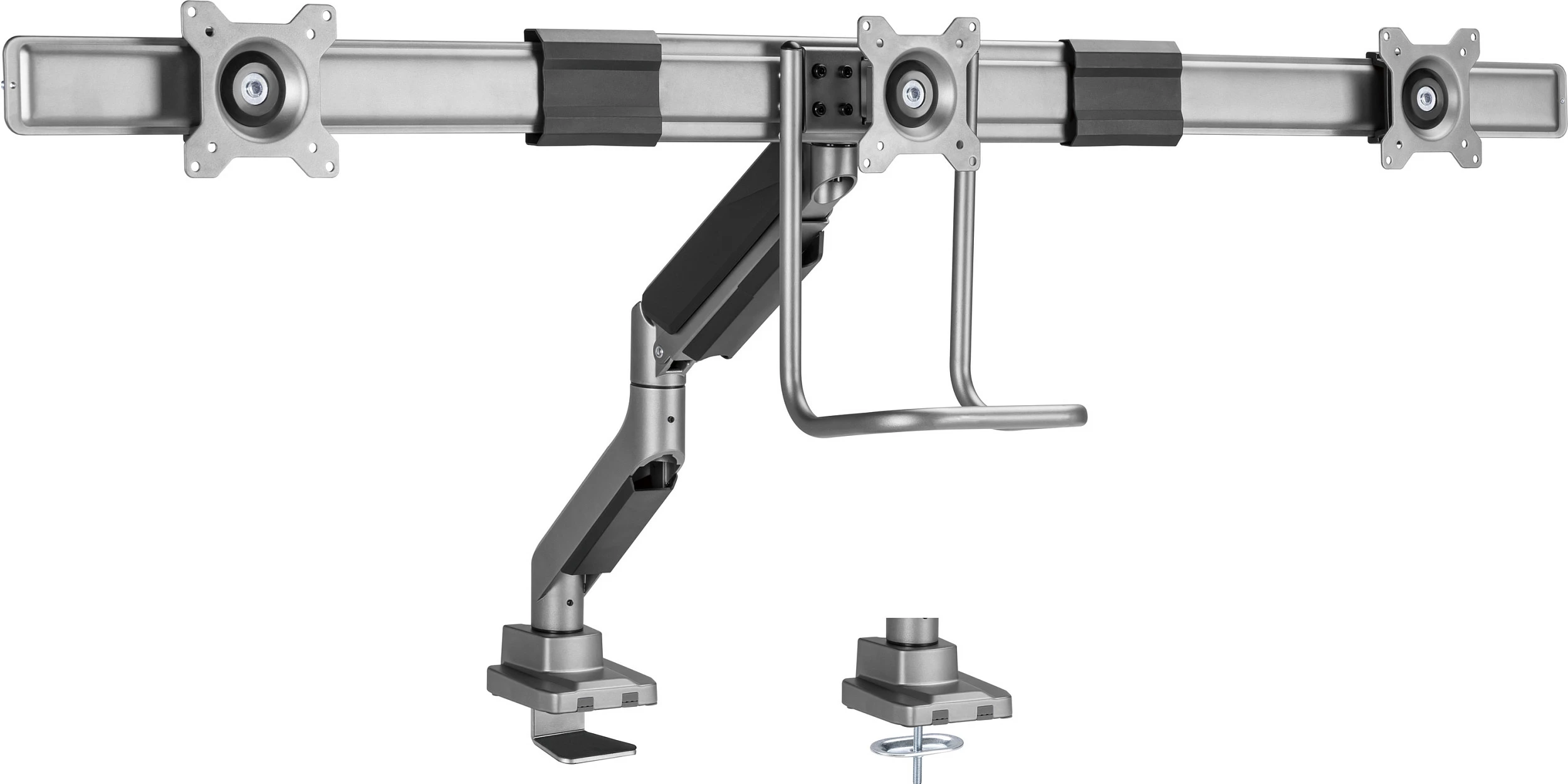Mbajtës tavoline për 3 monitorë Equip 650162, 17"-27", VESA 75x75/100x100, 12 kg, i zi