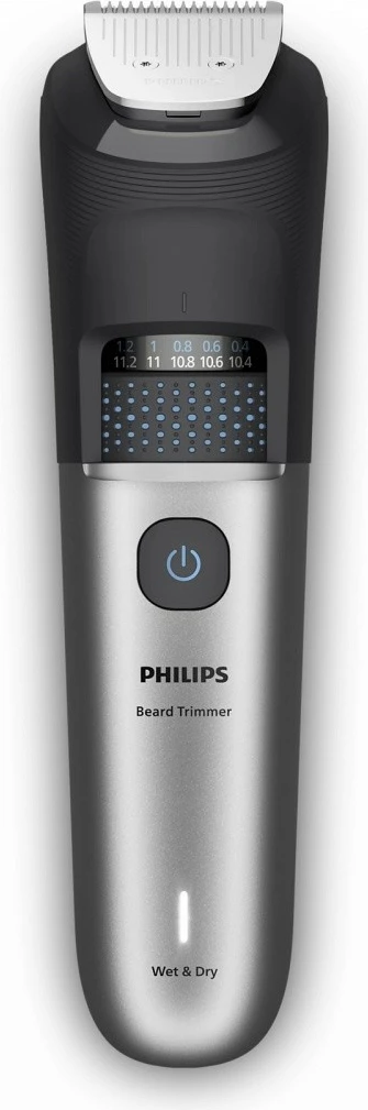 Trimmer mjekre, Philips BT7670/15, 40 nivele 0.4–20 mm, teh metal vetë-mprehës, 120 min, Wet & Dry, gri