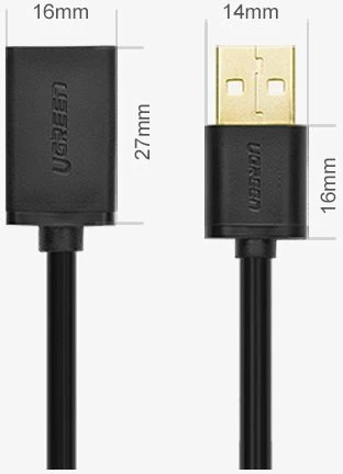 Kabllo adapter USB Ugreen 10314, 1m, e zezë