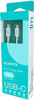 Kabllo USB-C në USB-C ADATA, 1m, PD 3.0 100W, USB 2.0, e bardhë