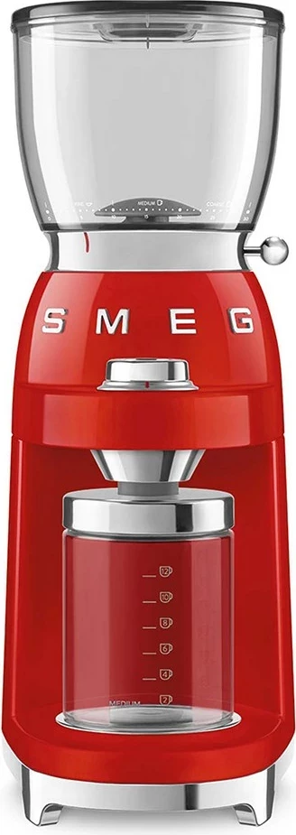 Mulli kafeje SMEG CGF11RDEU, Stil 50's, i kuq