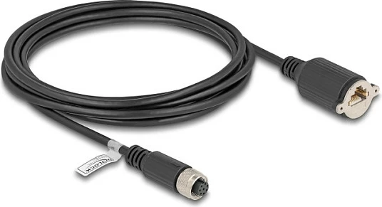 Kabllo rrjeti DeLOCK M12 8-pin A-coded në RJ45, Cat5e FTP, 3 m, i zi