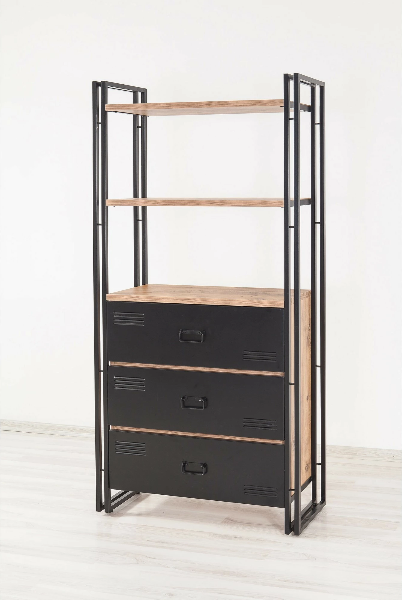 Raft librash industrial Cosmo Cortex, ngjyrë Atlantic Pine dhe e zezë, Hanah Home