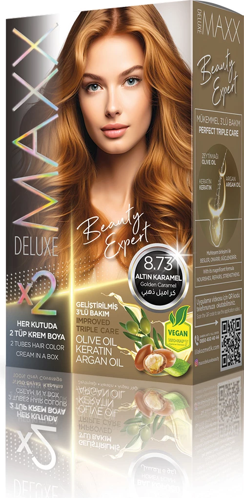 Ngjyrë për flokë SET B-EXPERT 8.73 Gold Caramel, 2 x 50 ml