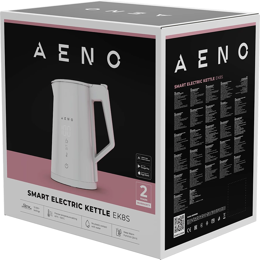 Çajnik elektrik smart AENO EK8S 1.7L 1850-2200W Wi‑Fi kontroll temperature, i bardhë