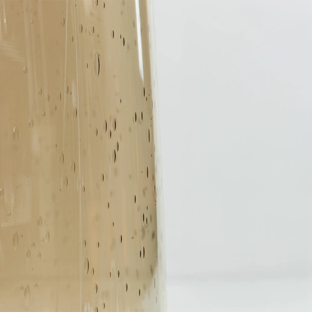 Llambë tavoline Bexley, xham, ngjyrë mjaltë-ari, abazhur lino bezhë, 43x43x79cm