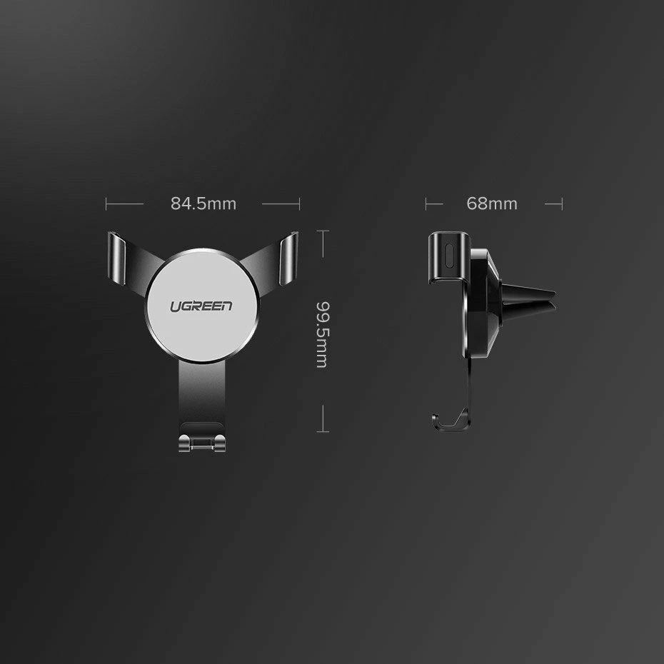 Mbajtëse telefoni për veturë Ugreen LP130 Gravity, për grilë ventilimi, 4.7-6.5", rrotullim 360°, Silver
