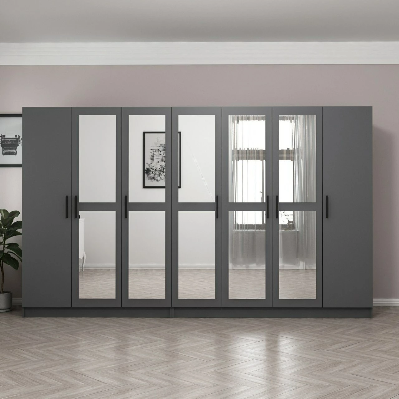 Dollap Skye Decor, ngjyrë antracit, 315x210x52cm