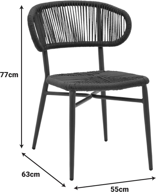 Karrige Agus, alumini, ratan PE, ngjyrë e zezë, e grumbullueshme, 55x63x77cm