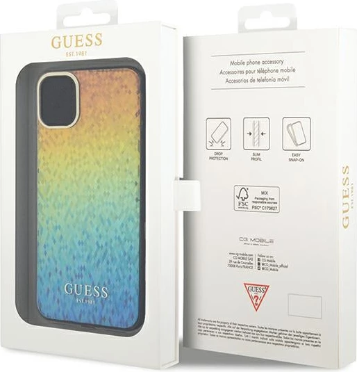Mbështjellës Guess IML Faceted Mirror Disco Iridescent për iPhone 11/XR, Multicolor