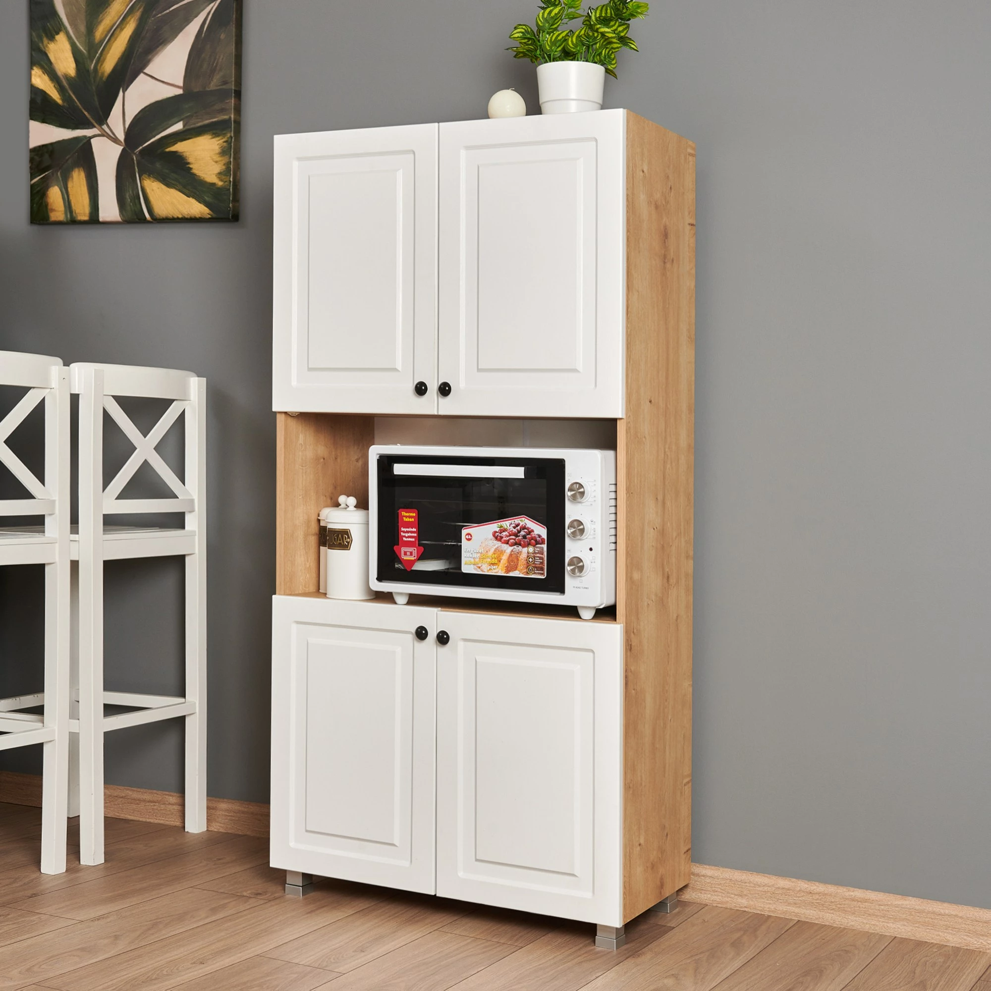 Dollap multifunksional Skye Decor, Tuvalle 019, ngjyrë lis safir dhe arre