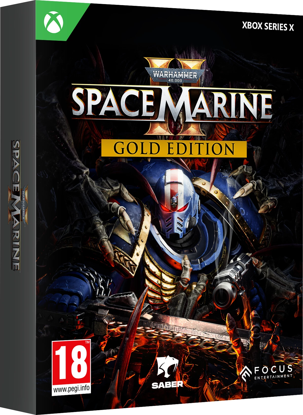 Lojë për Xbox Series X, Focus Entertainment, Warhammer 40,000: Space Marine 2 Gold Edition, PEGI 18, paketë me Season Pass + steelbook booklet
