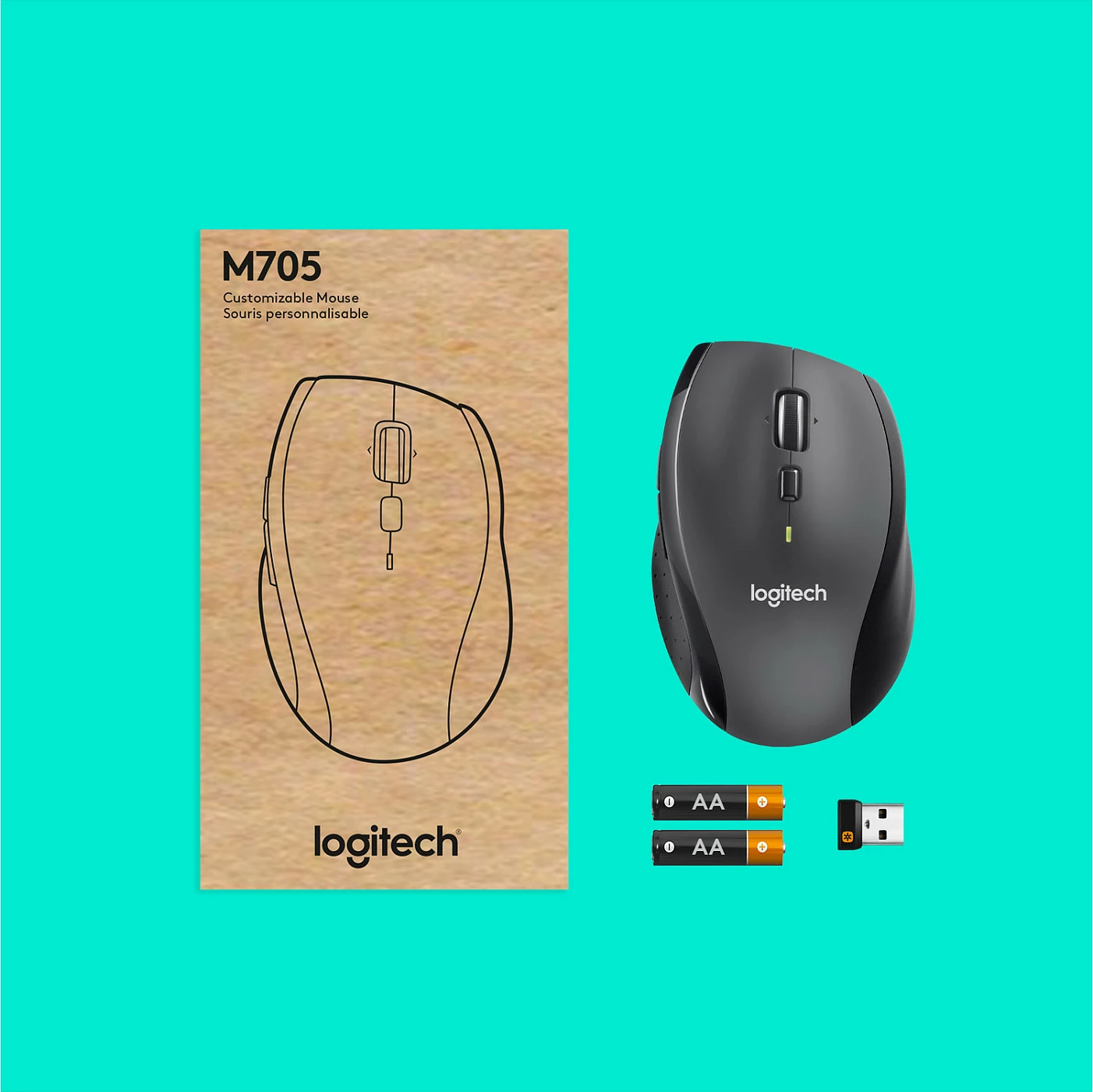 Maus Logitech Marathon M705, Djathtas, Optik, RF Wireless, 1000 DPI, Qymyr