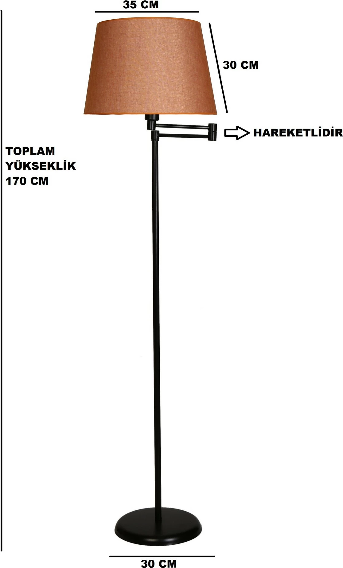 Llambë dyshemeje Opviq, 8245-3, trup metalik, kapak portokalli, 170 cm