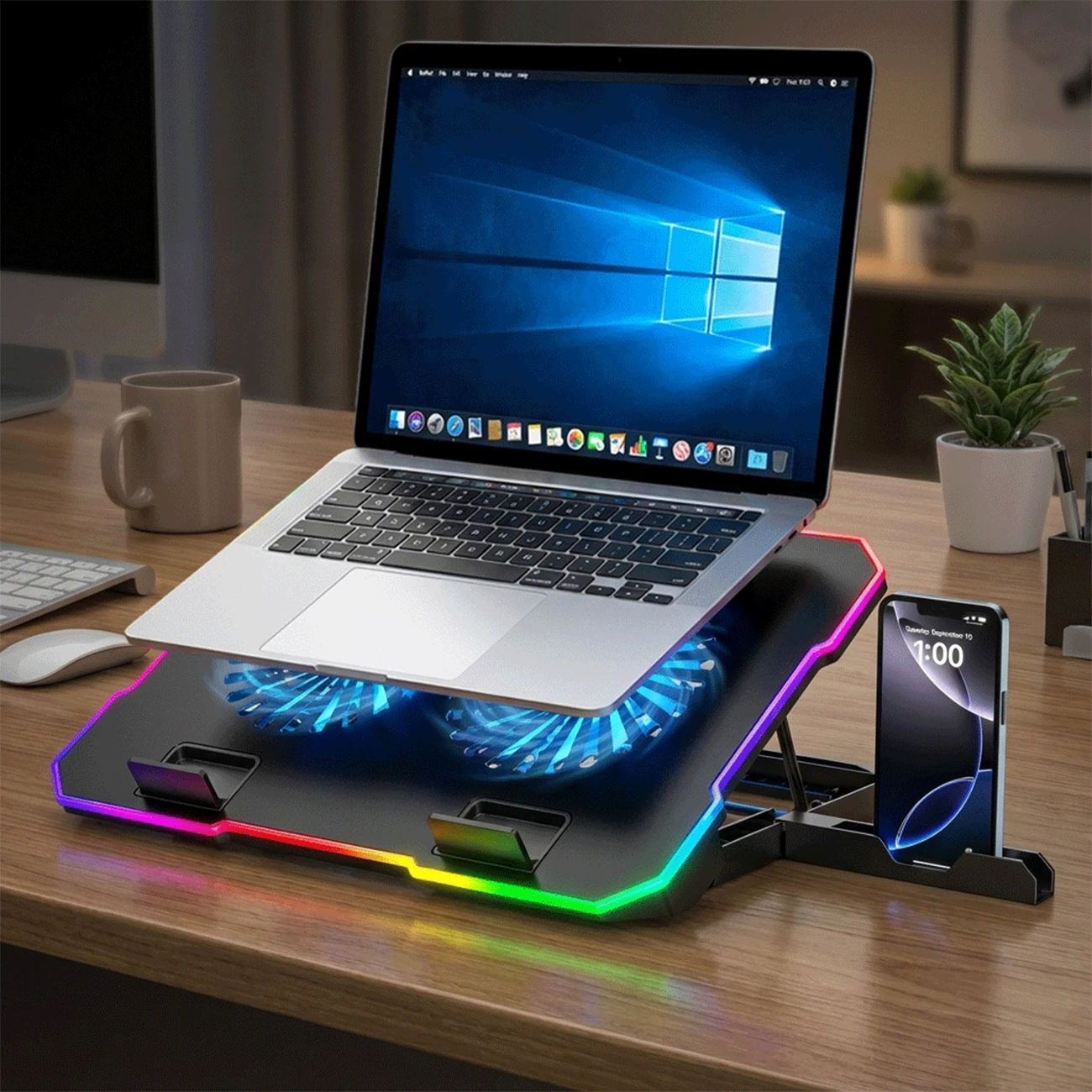 Bazë ftohëse për laptop Wozinsky WDCX-A26 NitroCool, 9"-17", RGB, 2x ventilatorë, 2x USB 2.0, E zezë