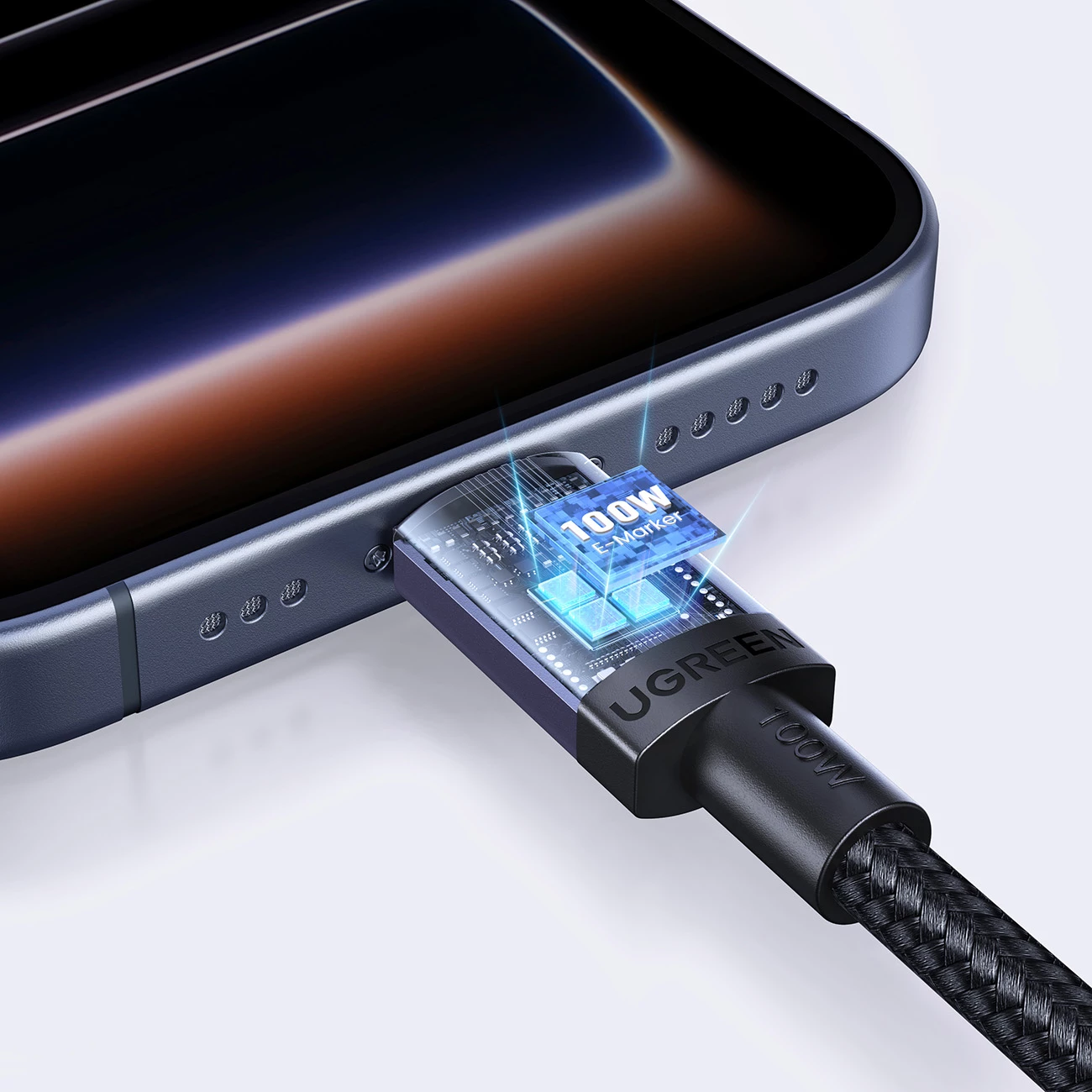 Kabëll USB-C në USB-C Ugreen PD 100W 5A 1m, e zezë