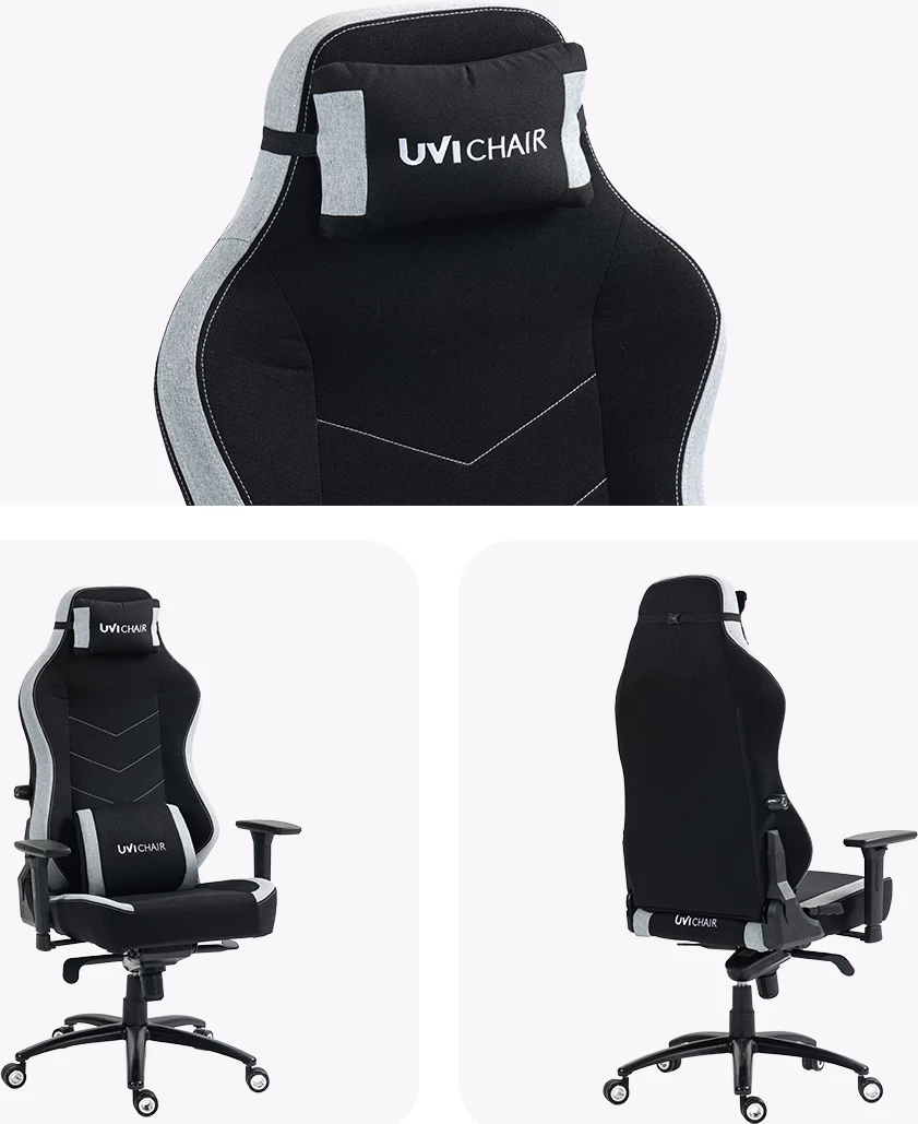 Karrige gaming UVI Alpha UVIB002, mbulesë mikrofibër, shpinore 180°, mbështetje mesi e rregullueshme, gri
