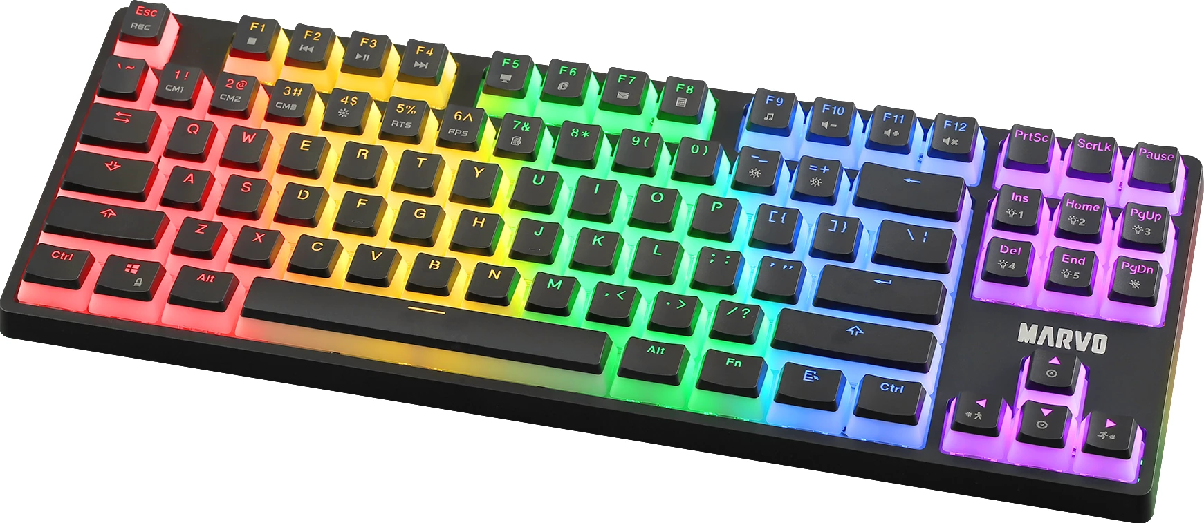 Tastierë mekanike gaming Marvo KG946, switcha të kuq, RGB, me kabllo, TKL, e zezë