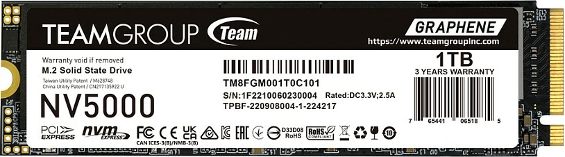 SSD M.2 Team Group NV5000, 1TB, PCIe 4.0 NVMe, 4500MB/s