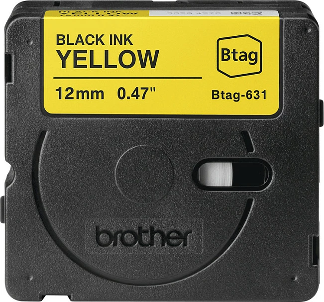 Kasetë shirit etiketa Brother Btag-631, 12mm x 4m, e zezë në të verdhë