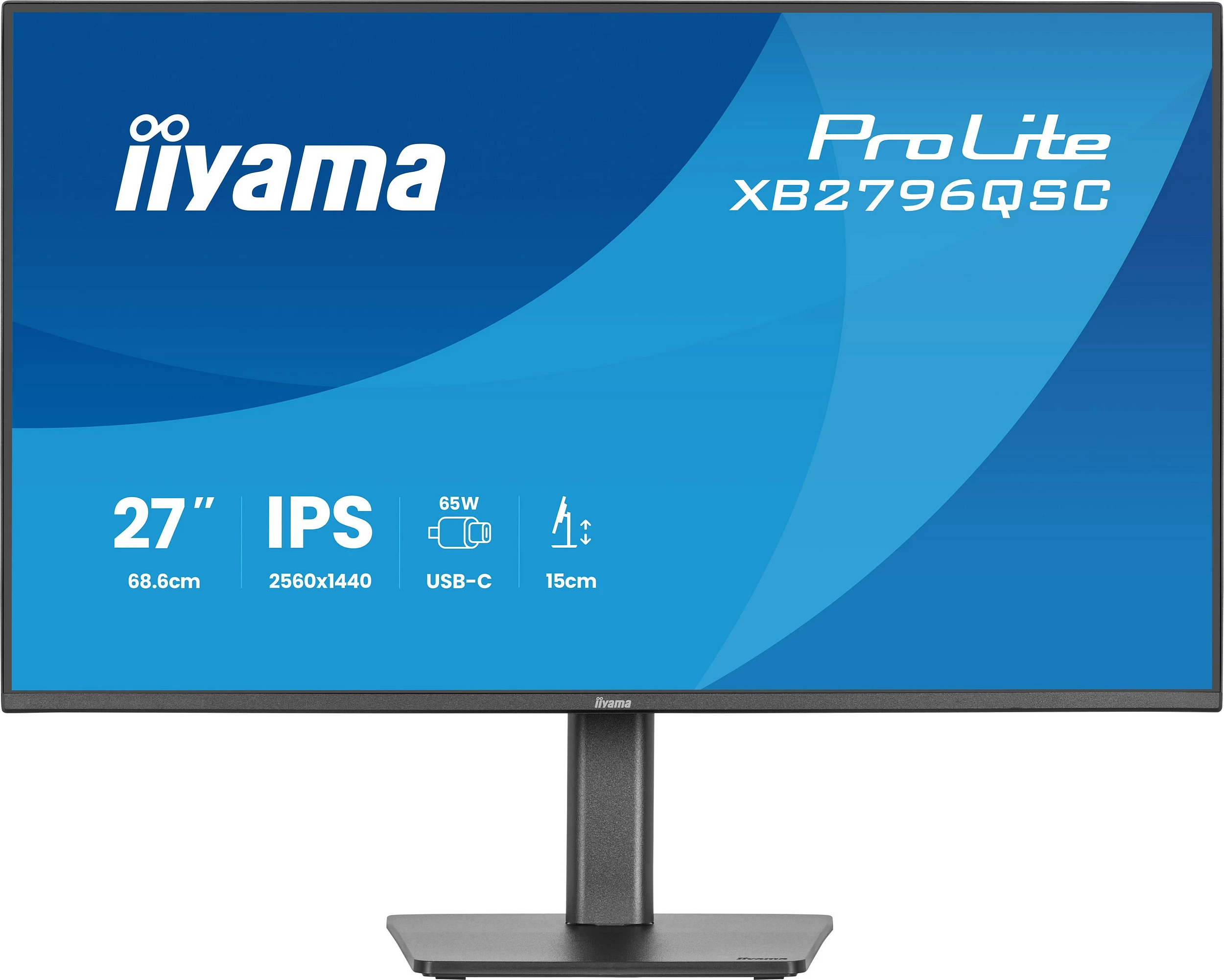 Monitor iiyama ProLite XB2796QSC-B1, 27" QHD IPS, 75Hz, USB-C, altoparlantë, i zi