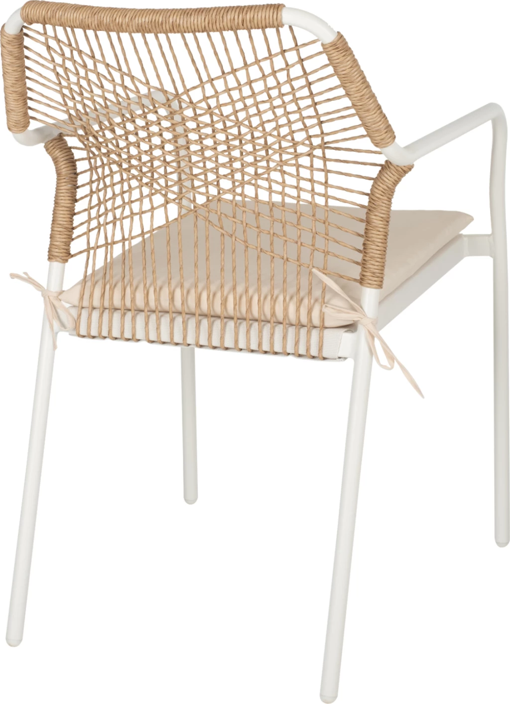 Karrige alumini për jashtë, FH5865.12, kornizë e bardhë dhe thurje beix, jastëk i bardhë