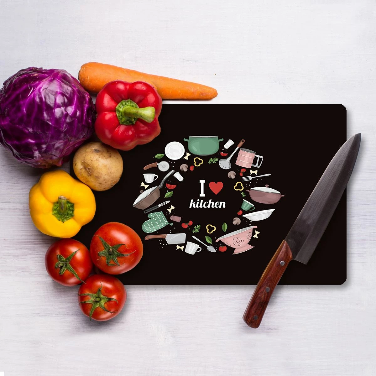 Dërrasë prerëse qelqi, shumëngjyrëshe, Hermia Ckt60, 30x40cm