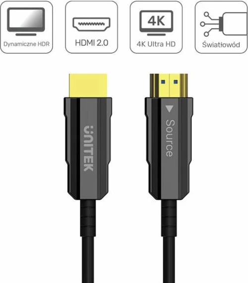 kabllo HDMI 2.0 optike Unitek 20m, e zezë
