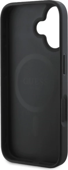 Mbështjellës Guess Peony Script MagSafe për iPhone 16, 6.1", i zi