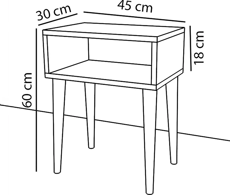 Komodinë nate Hank, ngjyrë arre, 45x30x60cm