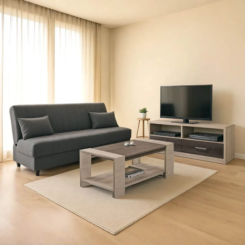 Set mobiljesh për dhomë dite për studentë, 3 pjesë, ngjyrë gri dhe castillo-toro