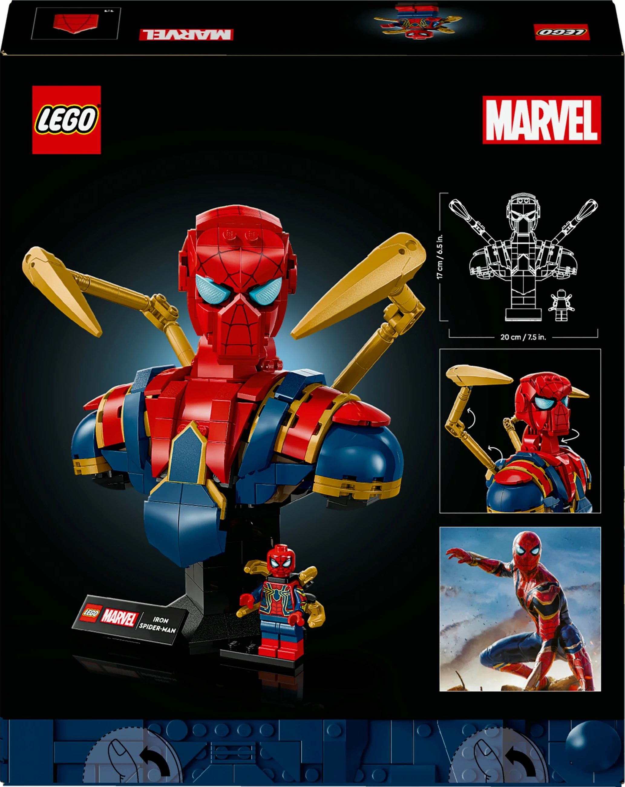 Set ndërtimi LEGO Marvel Iron Spider-Man bust 379 pjesë multikolor
