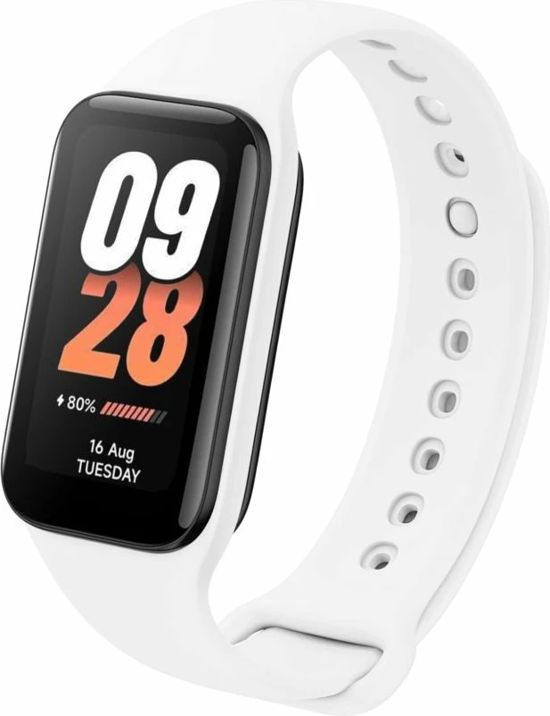 Rrip silikoni Fixed Sporty për Xiaomi Smart Band 8 Active/9 Active, i papërshkueshëm nga uji, me shtrëngues metalik, i bardhë, 1 copë