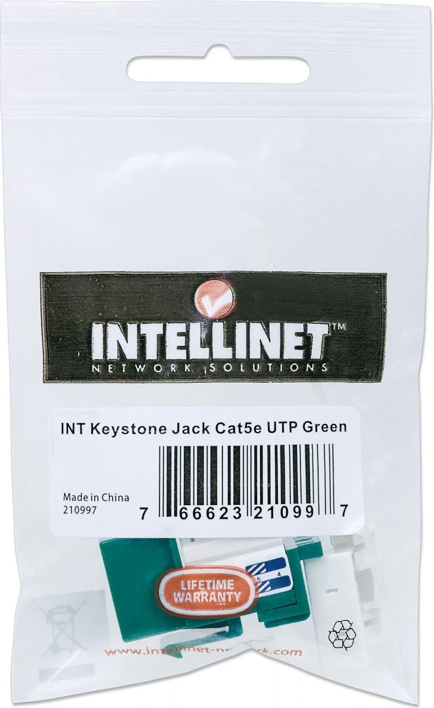Modul Keystone RJ45 UTP Cat5e Intellinet, jeshil