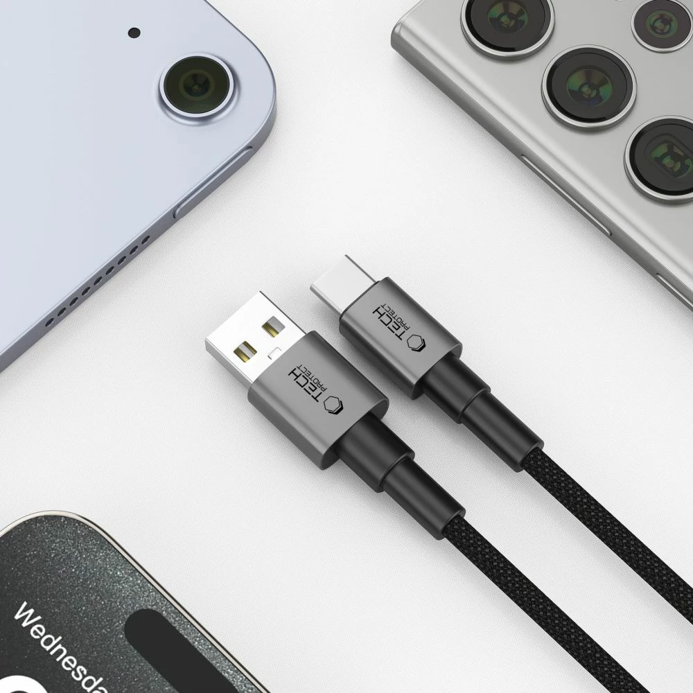 Kabllo USB-A në USB-C Tech-Protect UltraBoost DNA 100cm, Gri
