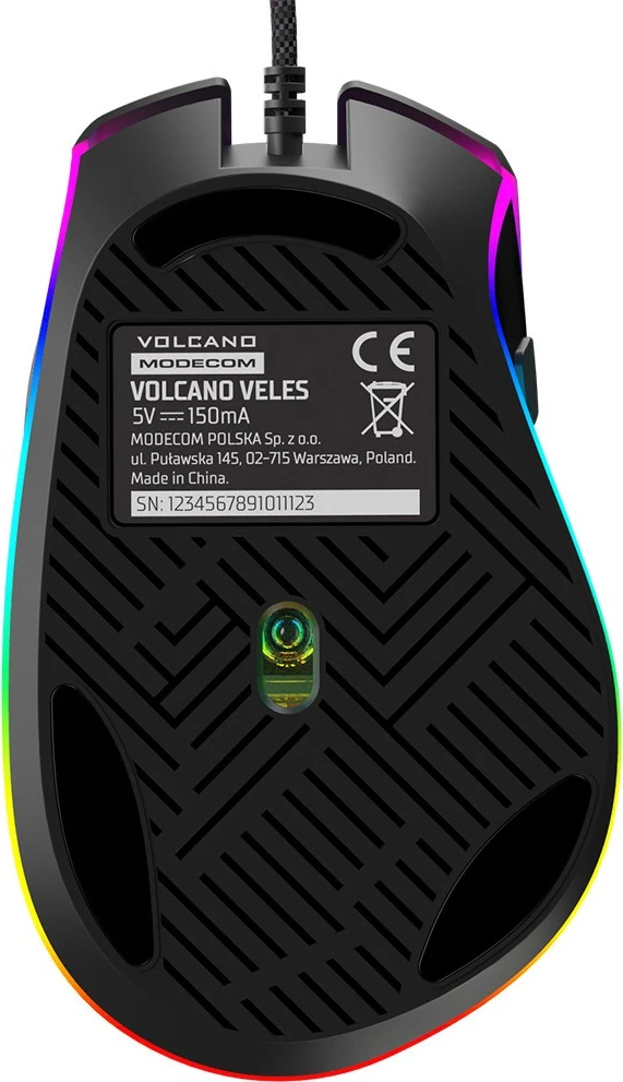 Maus MODECOM Volcano Veles M-MC-VELES-100, optik gaming, wired USB, 12800 DPI, 8 butona, RGB, i zi