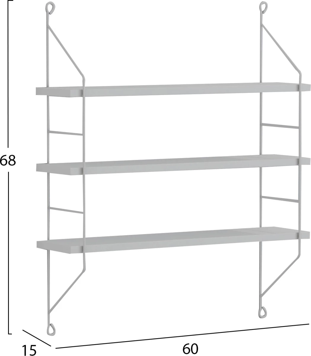 Rafta muri ACHALA FH9185.15 melaminë, ngjyrë e bardhë, 60x15x68H cm