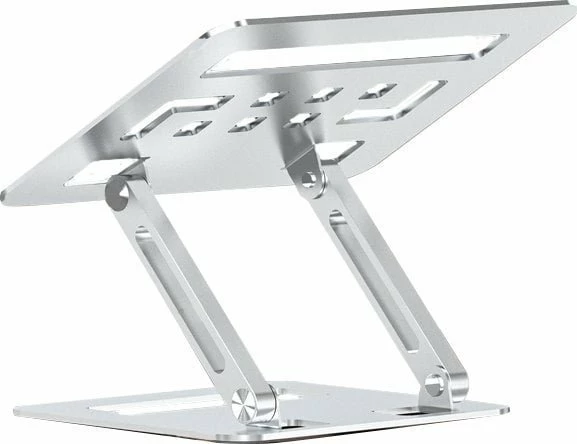 Mbajtës laptopi ZOY ZLS08 i rregullueshëm, i palosshëm, metal, deri 17", argjend