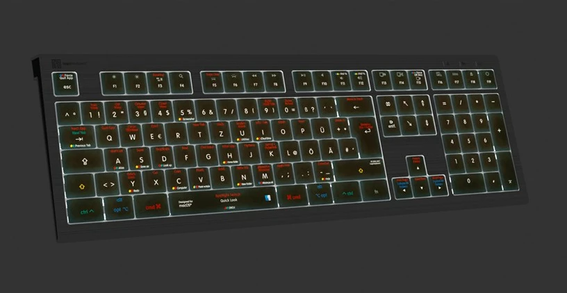 Tastierë LogicKeyboard Astra 2, macOS X Shortcuts, DE layout, e zezë