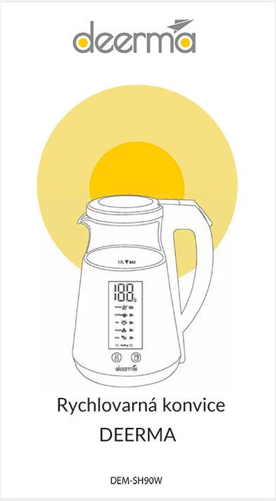 Ibrik elektrik Deerma SH90W me ekran të zgjuar, 1.7L, 1700W, i zi