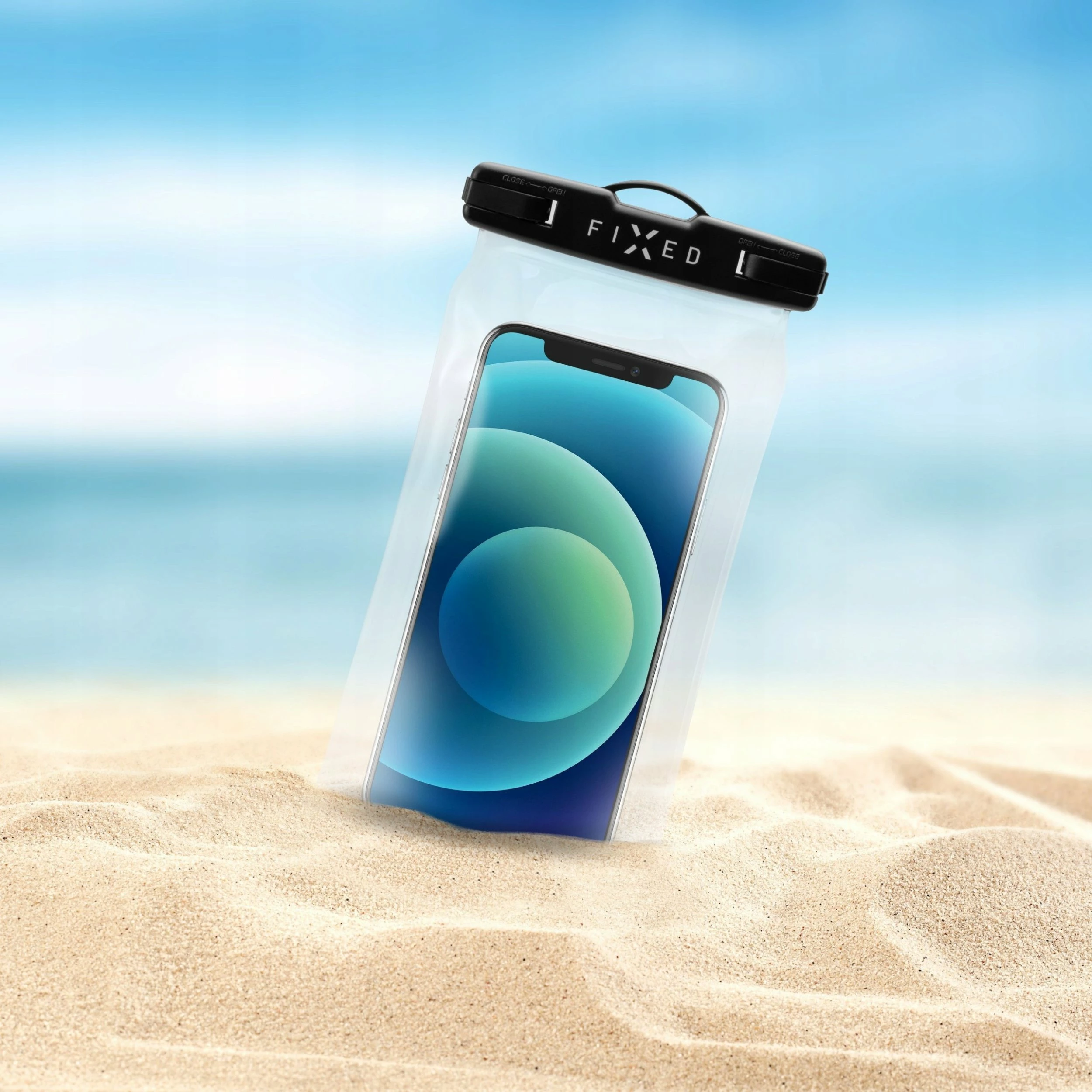 Mbështjellës i papërshkueshëm nga uji Fixed Float FIXFLT-BKK IPX8 për celular deri 7.2\", i zi, me rrip qafe