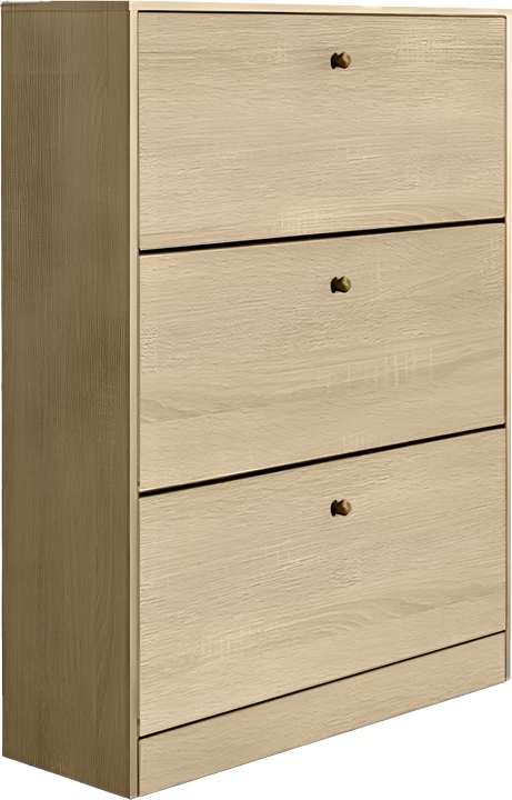 Dollap këpucësh me 3 rafte, ngjyrë natyrale, 80x24x112cm