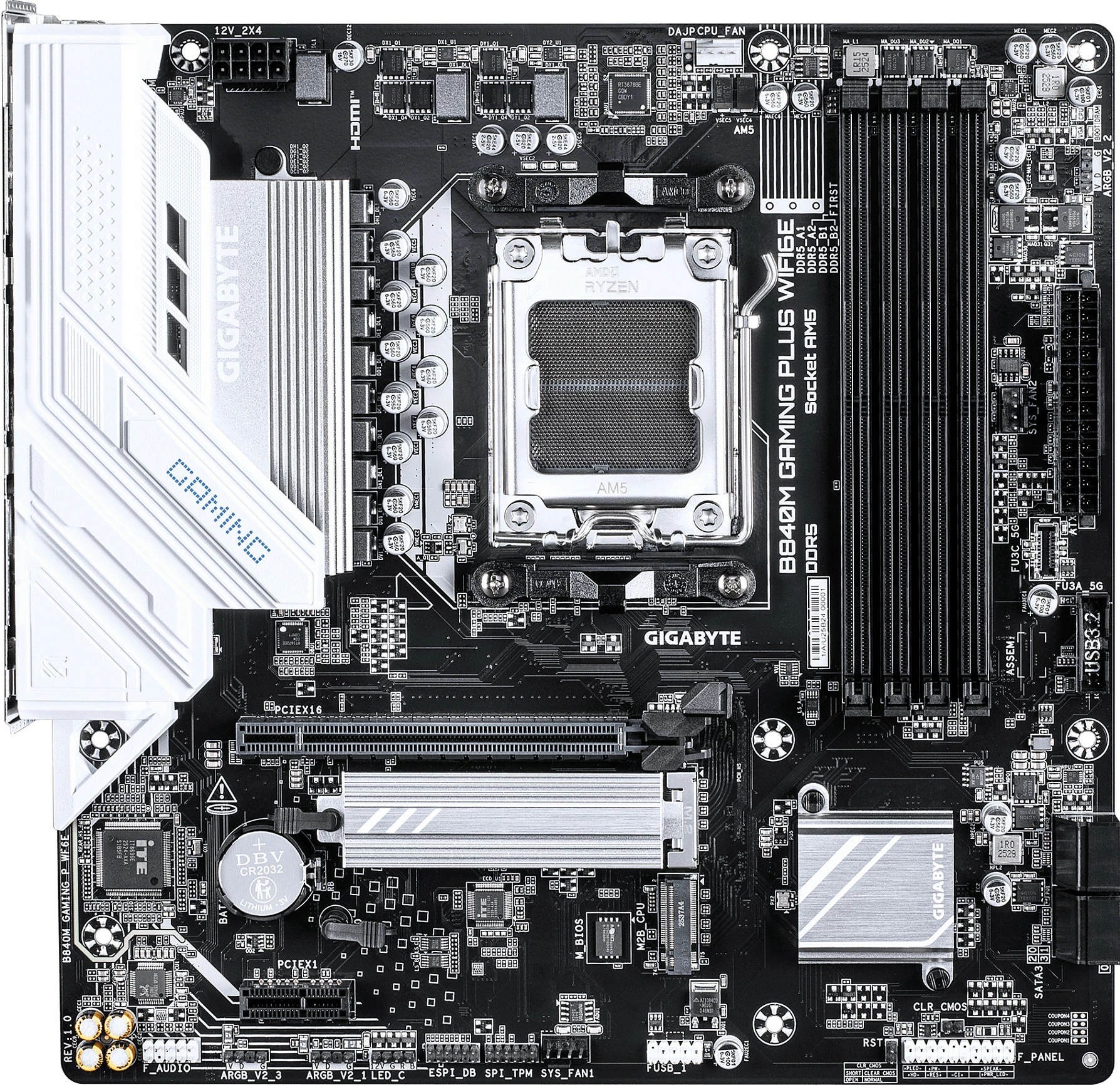 Pllakë amë Gigabyte B840M Gaming Plus WiFi6E, Socket AM5, micro ATX, DDR5 deri 8200MHz, 2x M.2 PCIe 4.0