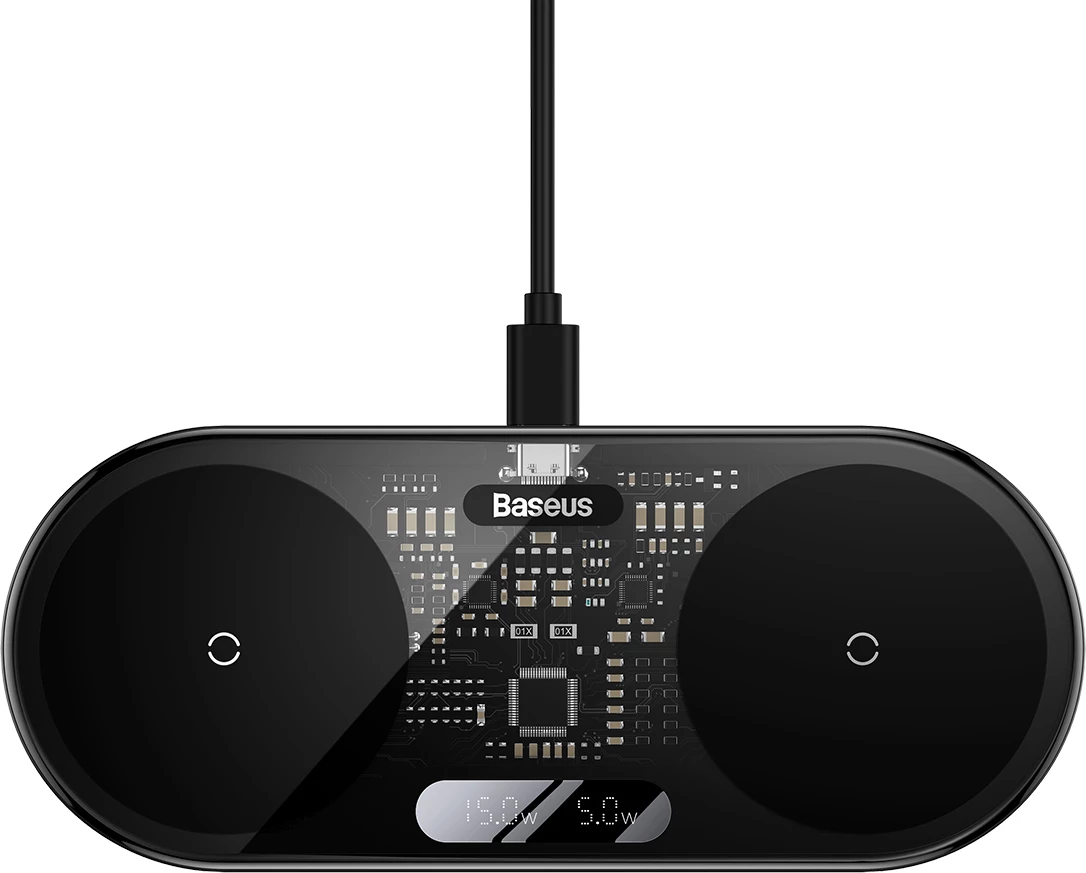 Karikues wireless Baseus BS-W528 me ekran LED, 20W, Qi, i zi