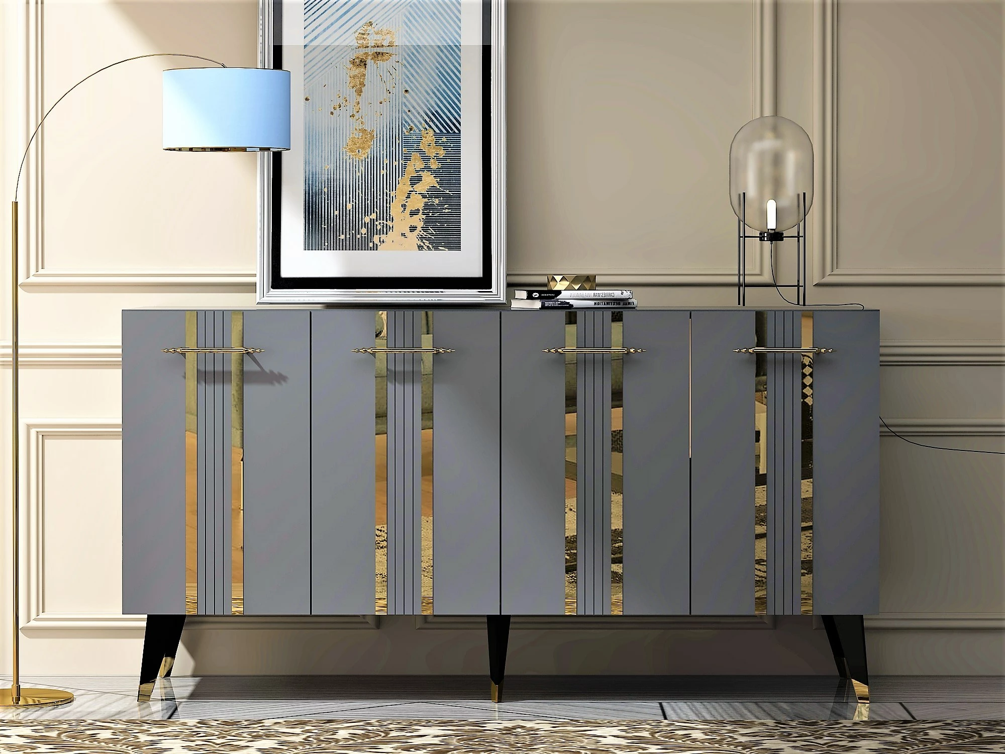 Konsol Hanah Home, Asel, anthracite-gold