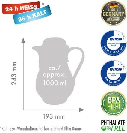 Termos Rotpunkt, 1.0L, i kaltër i errët