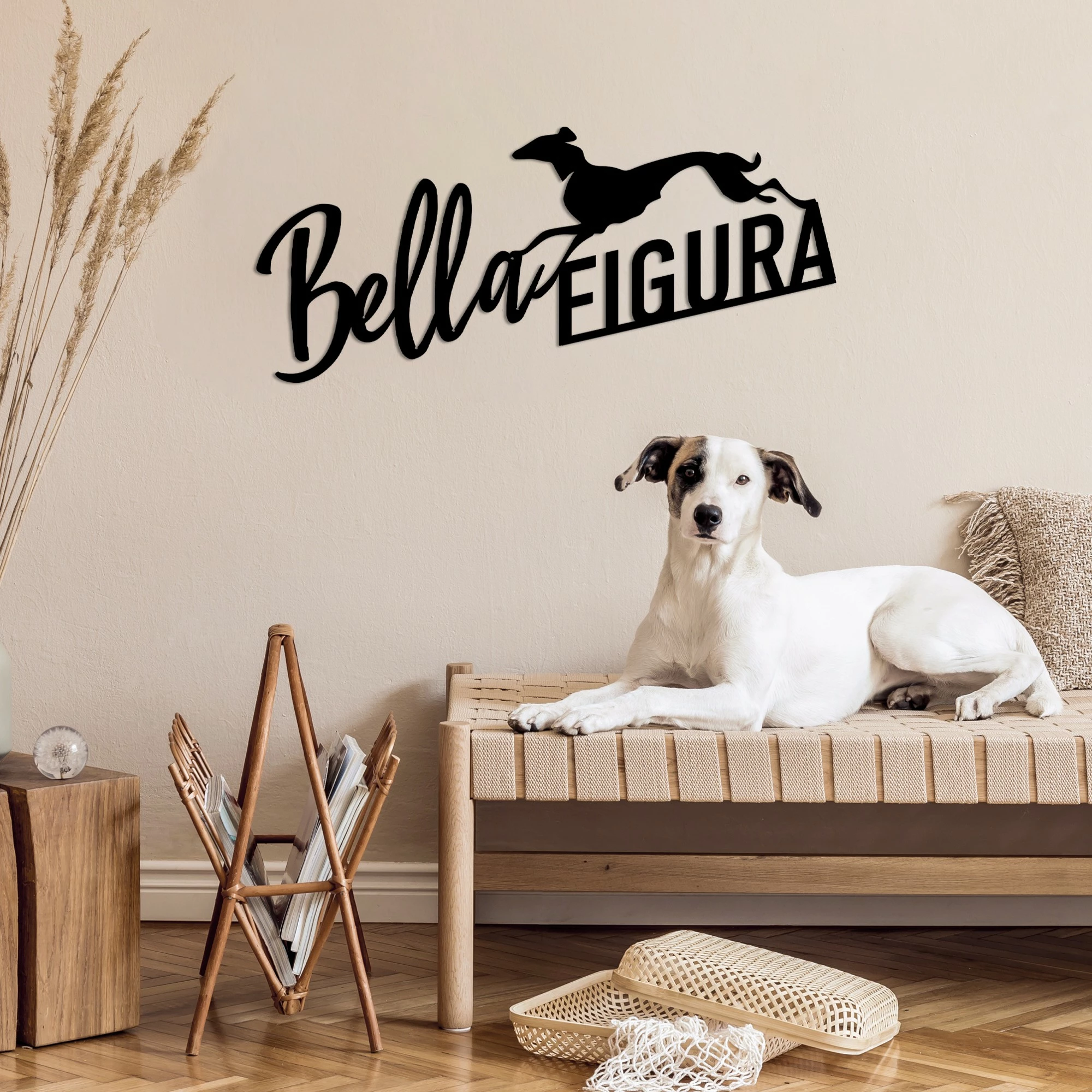 Aksesor dekorativ metalik për mur, Wallity Bella Figura 3, ngjyrë e zezë, 60x27cm