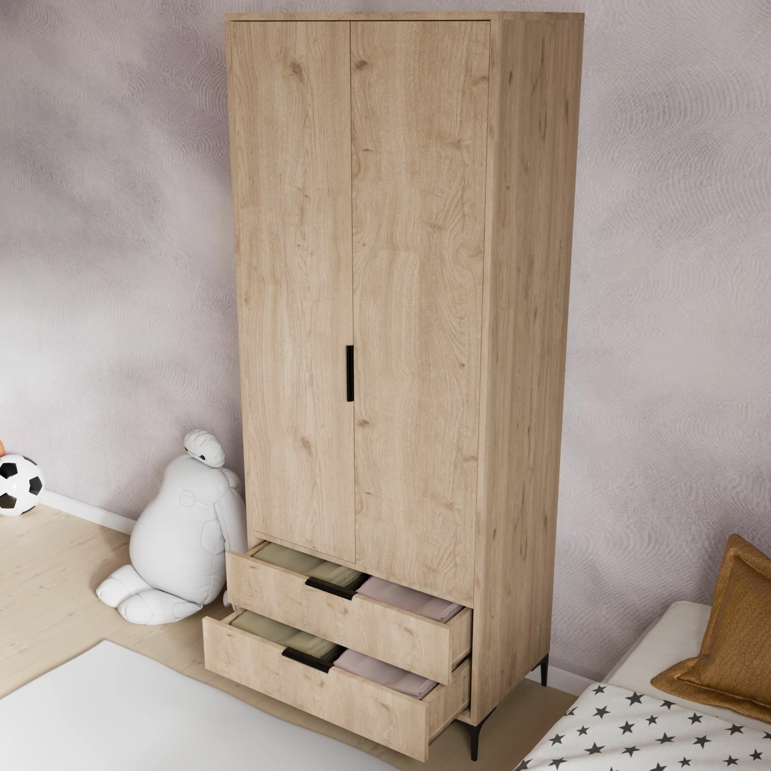 Dollap Skye Decor, sirtar Aden, ngjyrë lisi