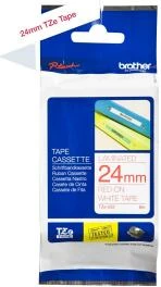 Kasetë shiriti etiketimi Brother TZe-252 24mm e laminuar, tekst i kuq në të bardhë